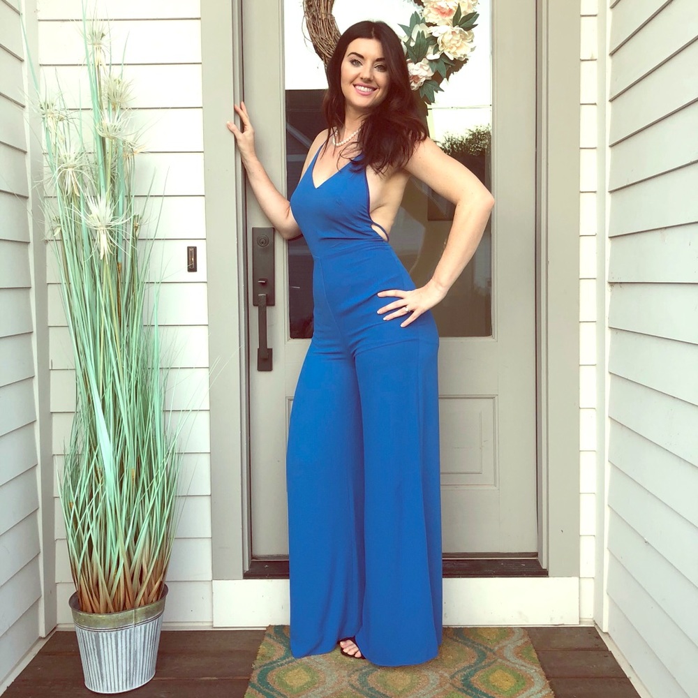 Royal blue strappy jumpsuit